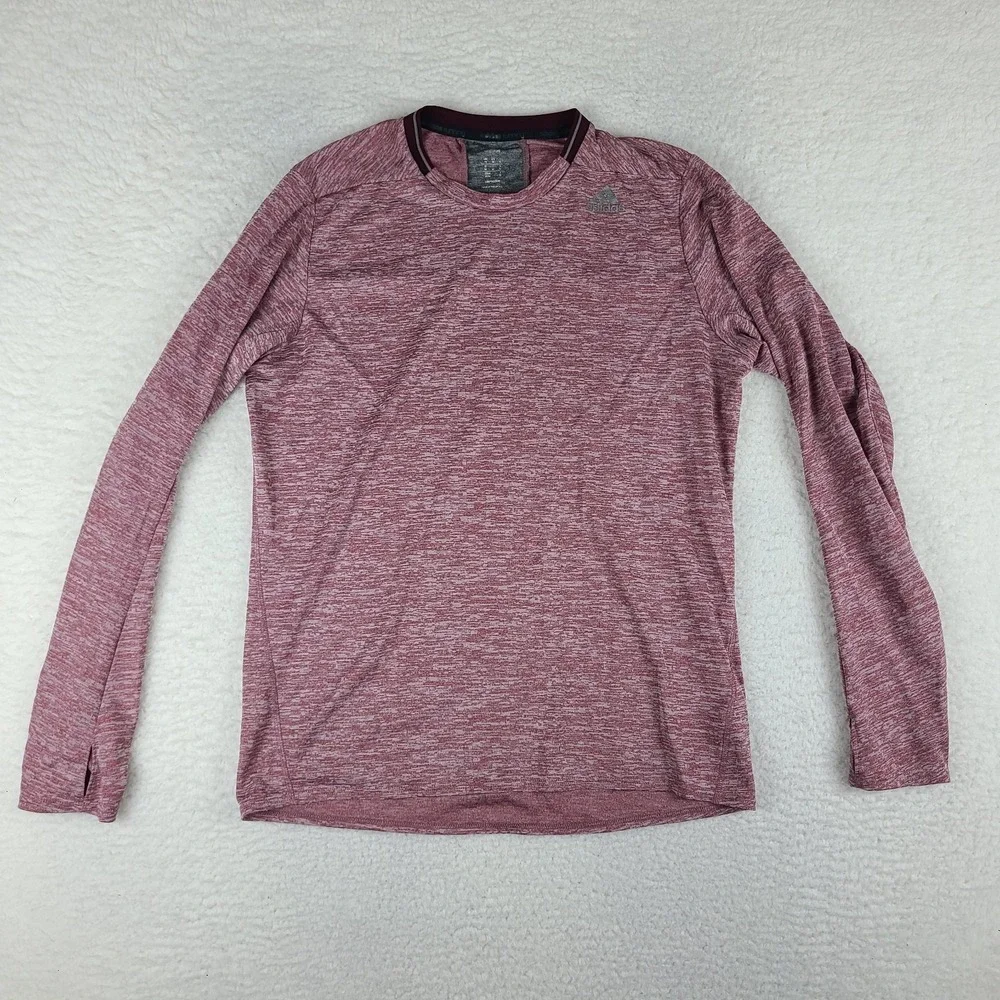 Adidas Running Shirt Mens Medium Red‎ Heathered Crewneck Performance T-Shirt